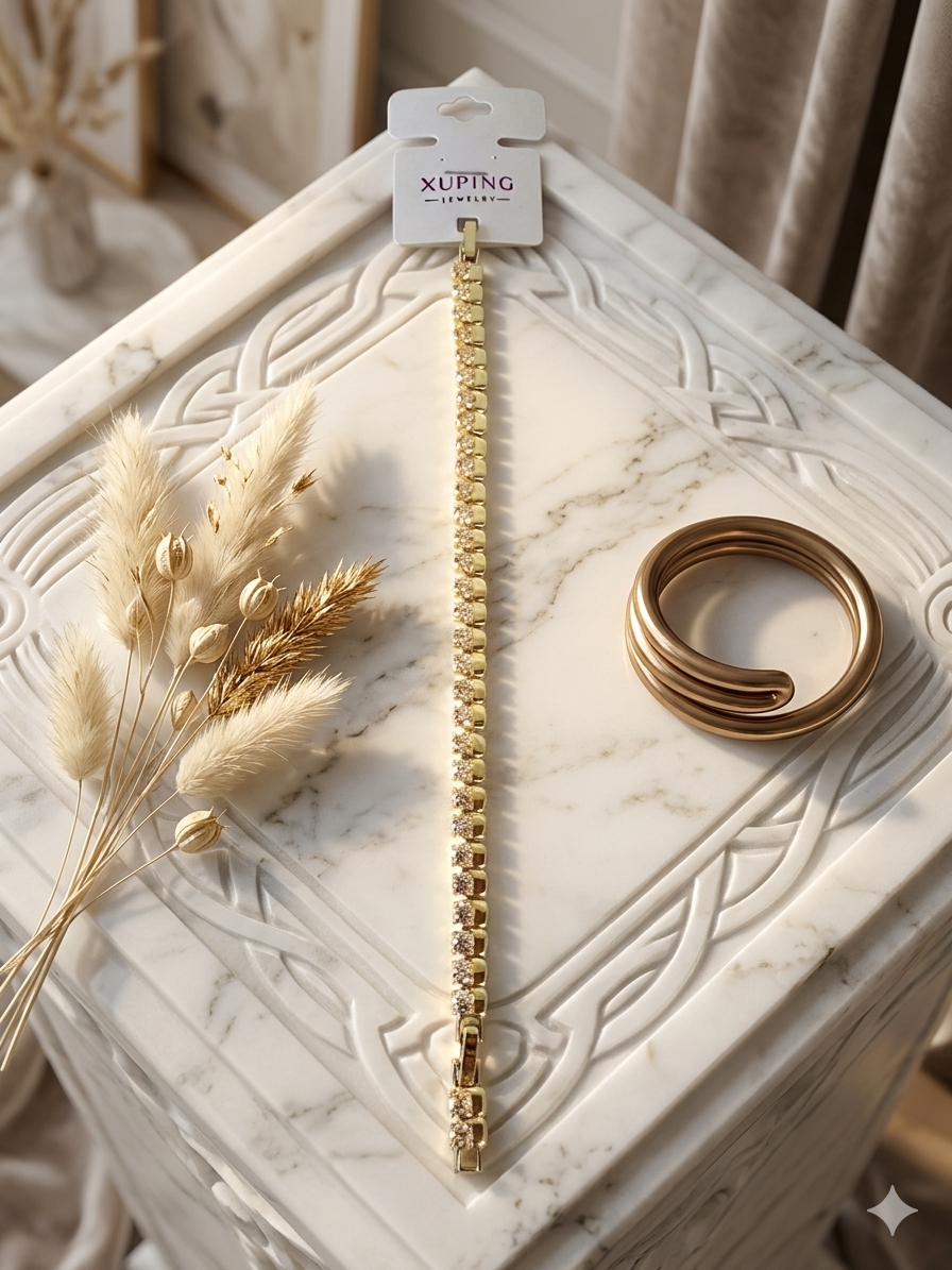 Sıra Taşlı Gold Xuping Bileklik